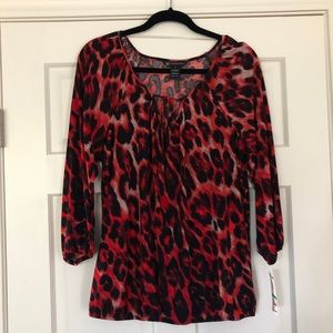 Red and black leopard print INC blouse